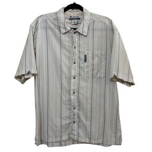 Columbia Striped Button Up Shirt Men’s L Pastel Short Sleeve Lightweight